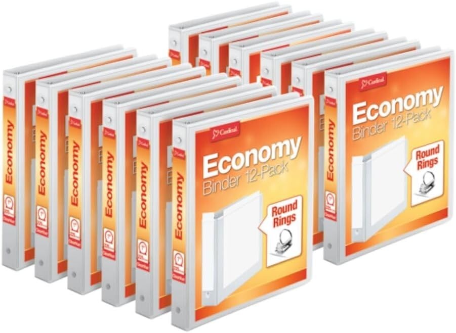 Economical 12-Pack of ClearVue 1-Inch Round Ring Binders with XtraLife Cover