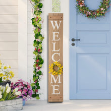 Load image into Gallery viewer, Charming Wooden Welcome Sign with Interchangeable Floral Wreaths for All Seasons