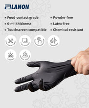 Load image into Gallery viewer, 6-Mil Heavy-Duty Black Nitrile Disposable Gloves - Food-Safe, 1000 Pack, Small