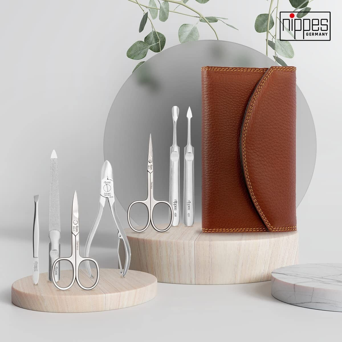 Professional Quality Stainless Steel Nail Care Set in Leather Case - 7-Pieces