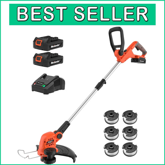 2-in-1 12'' Cordless String Trimmer & Edger with Long-Lasting Battery - Orange