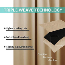 Load image into Gallery viewer, Noise Reducing 100% Blackout Curtains, Thermal Insulation - 52x95 Biscotti Beige
