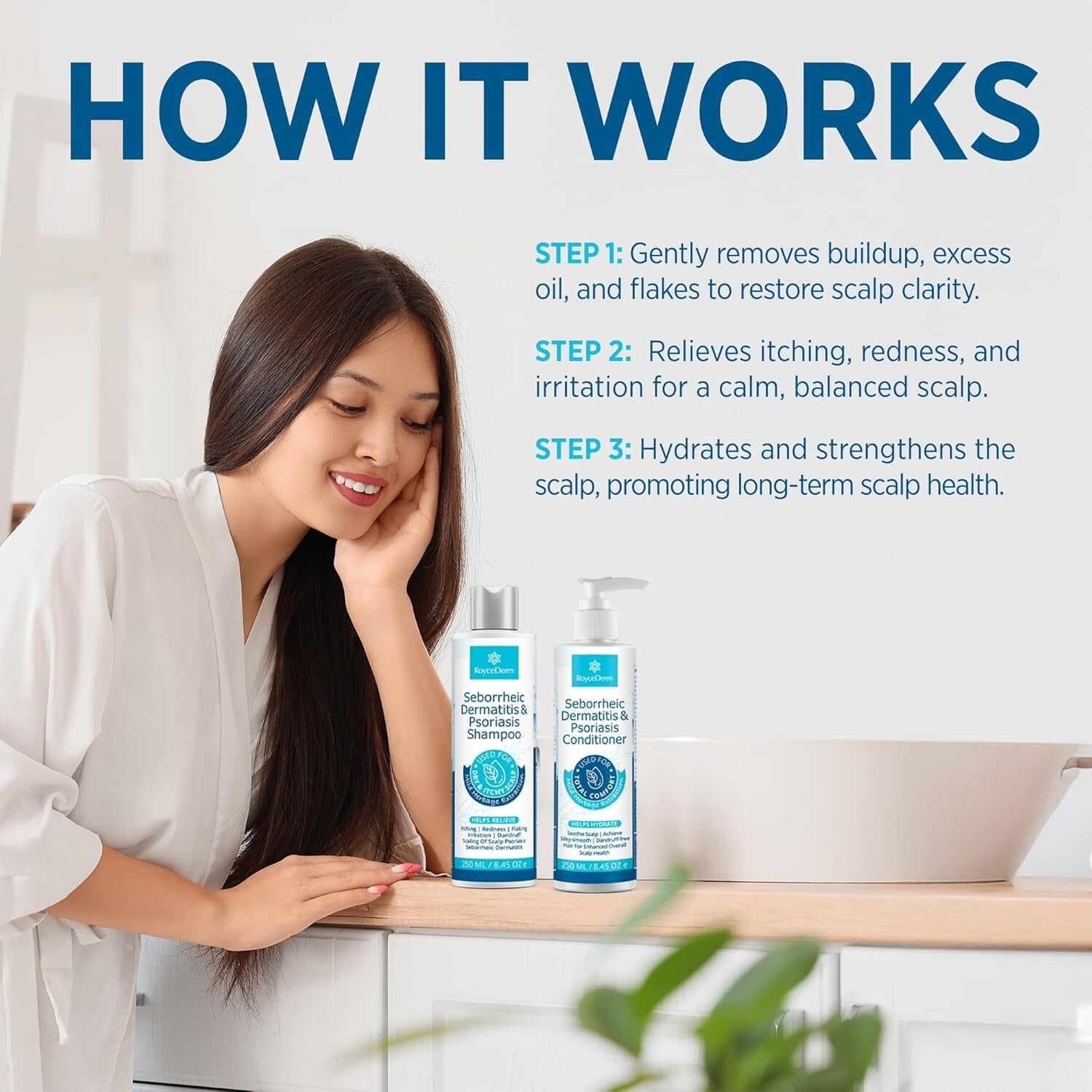 Seborrheic Dermatitis Relief Set - Cream, Shampoo & Conditioner for Scalp Care