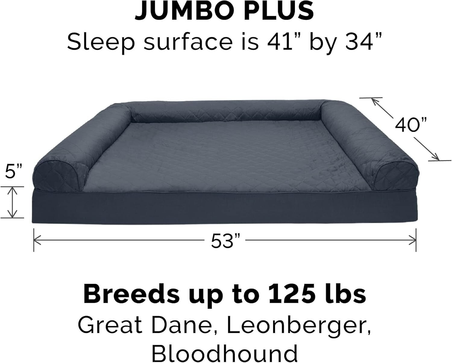 Supportive Quilted Orthopedic Dog Couch for Large Dogs - Machine Washable Cover