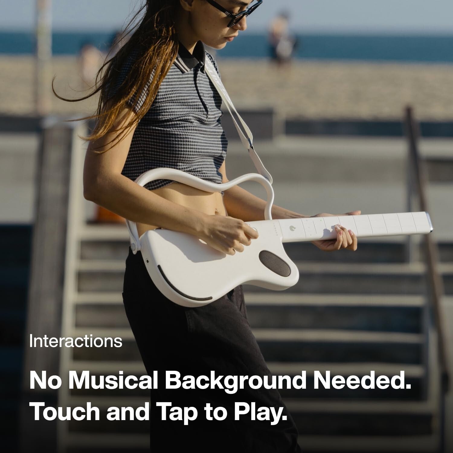 GENIE Stringless Smart Guitar with Onboard Speaker - Portable & Compact Design