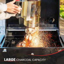 Load image into Gallery viewer, Height-Adjustable 24-Inch Charcoal Grill with Built-in Thermometer &amp; Side Tables