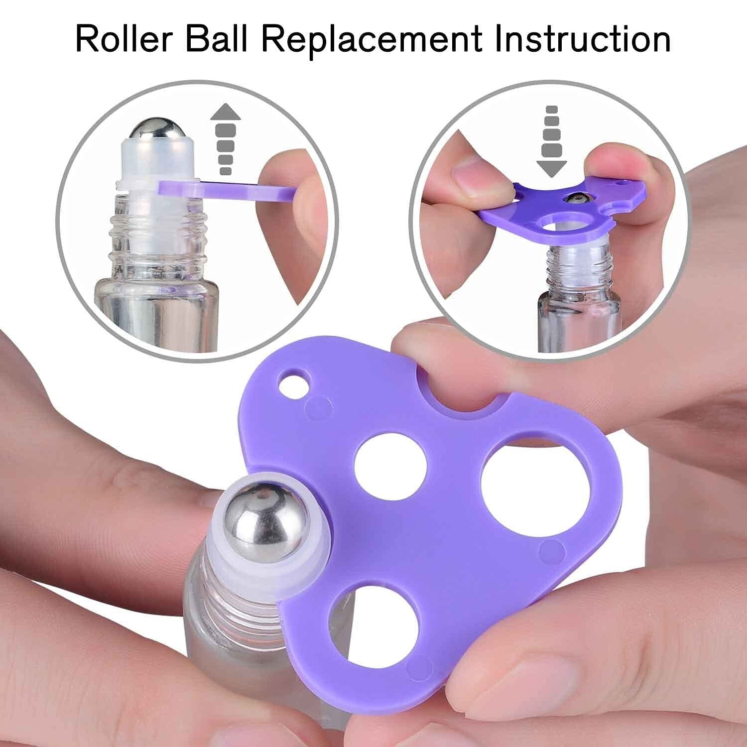 60 Pack Essential Oil Roller Bottles - 10ml Glass with Labels & Accessories