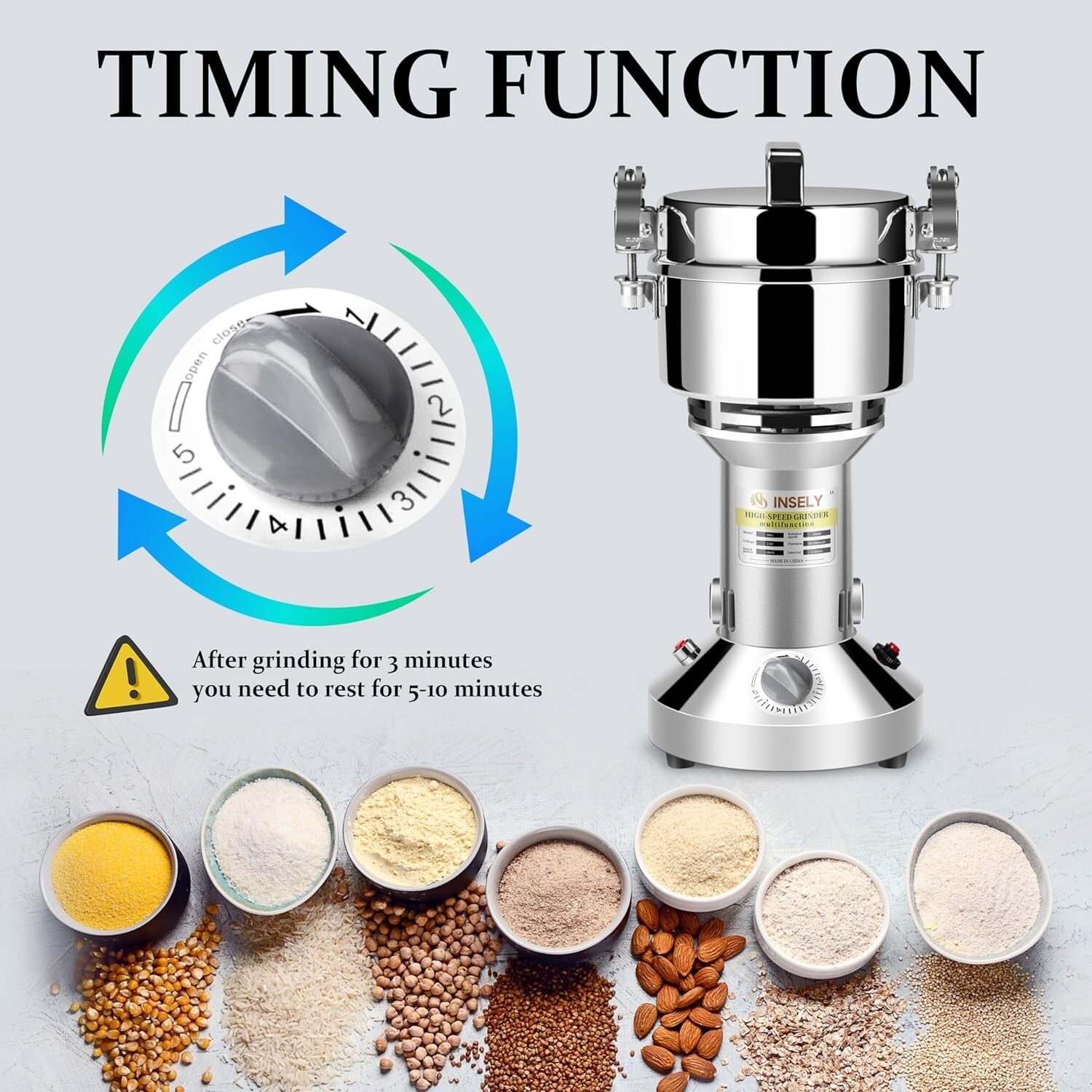 700g High-Speed Stainless Steel Grain Mill Grinder for Fresh Flours & Spices