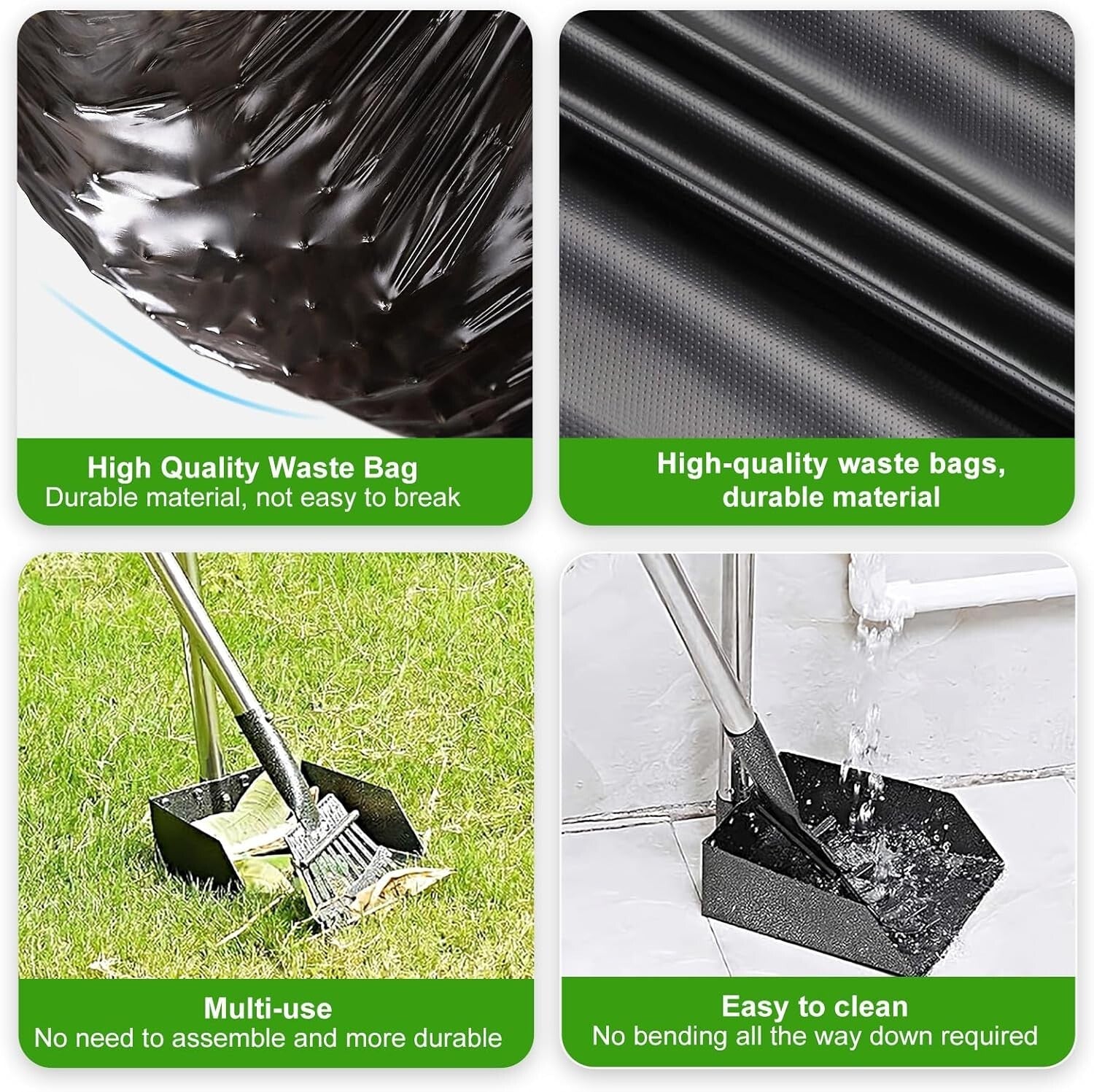 Compact Outdoor Dog Waste Bin with Rake, Tray & 100 Garbage Bags Included