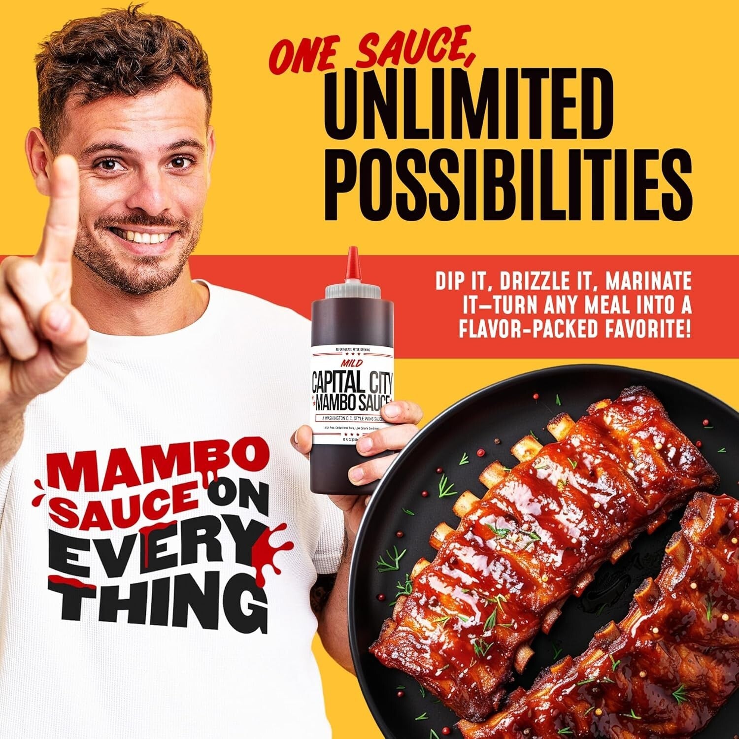 Versatile Mild Mambo Sauce, 12 Pack - Bold DC Flavor for Dipping and Drizzling