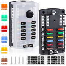 Load image into Gallery viewer, LED Indicator 12-Way Fuse Block with Spare Slots - Safe Circuit Protection Tool