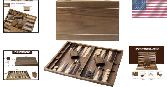 Elegant Wooden Backgammon Board - Complete 20.5" Folding Set with Pieces