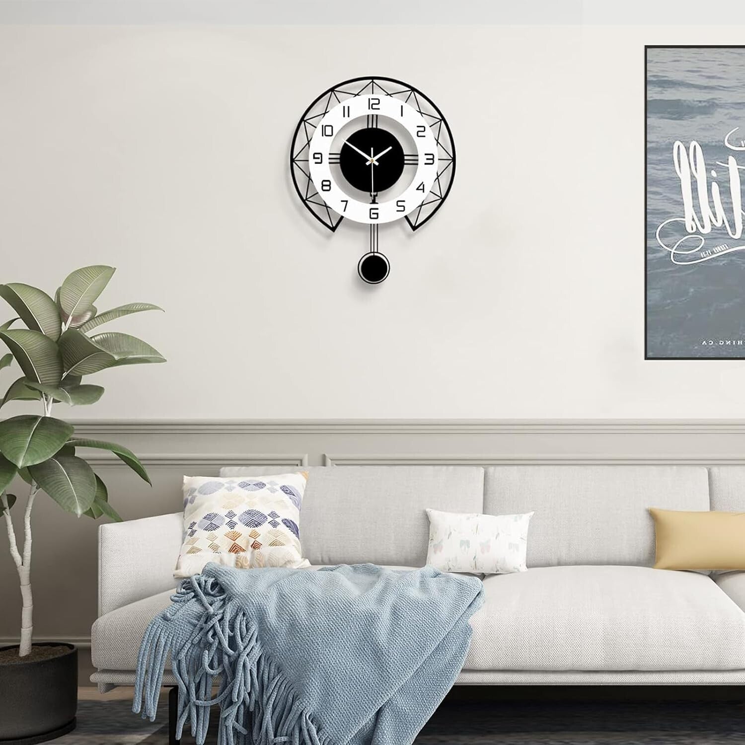 14 Inch Quiet Battery-Operated Wall Clock - Perfect for Living Room & Kitchen