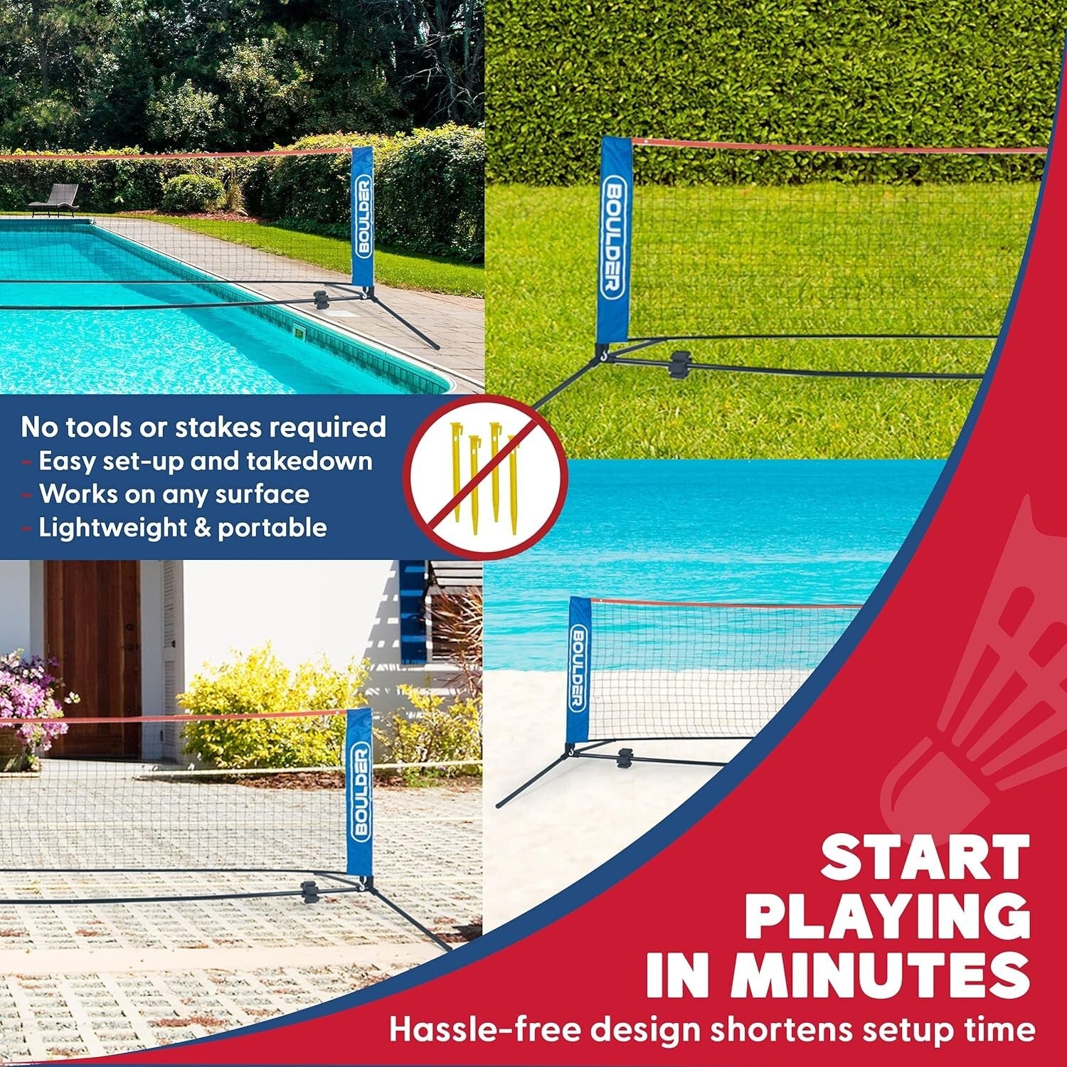 Adjustable Portable Net for Badminton, Tennis & Soccer - Quick Setup Anytime