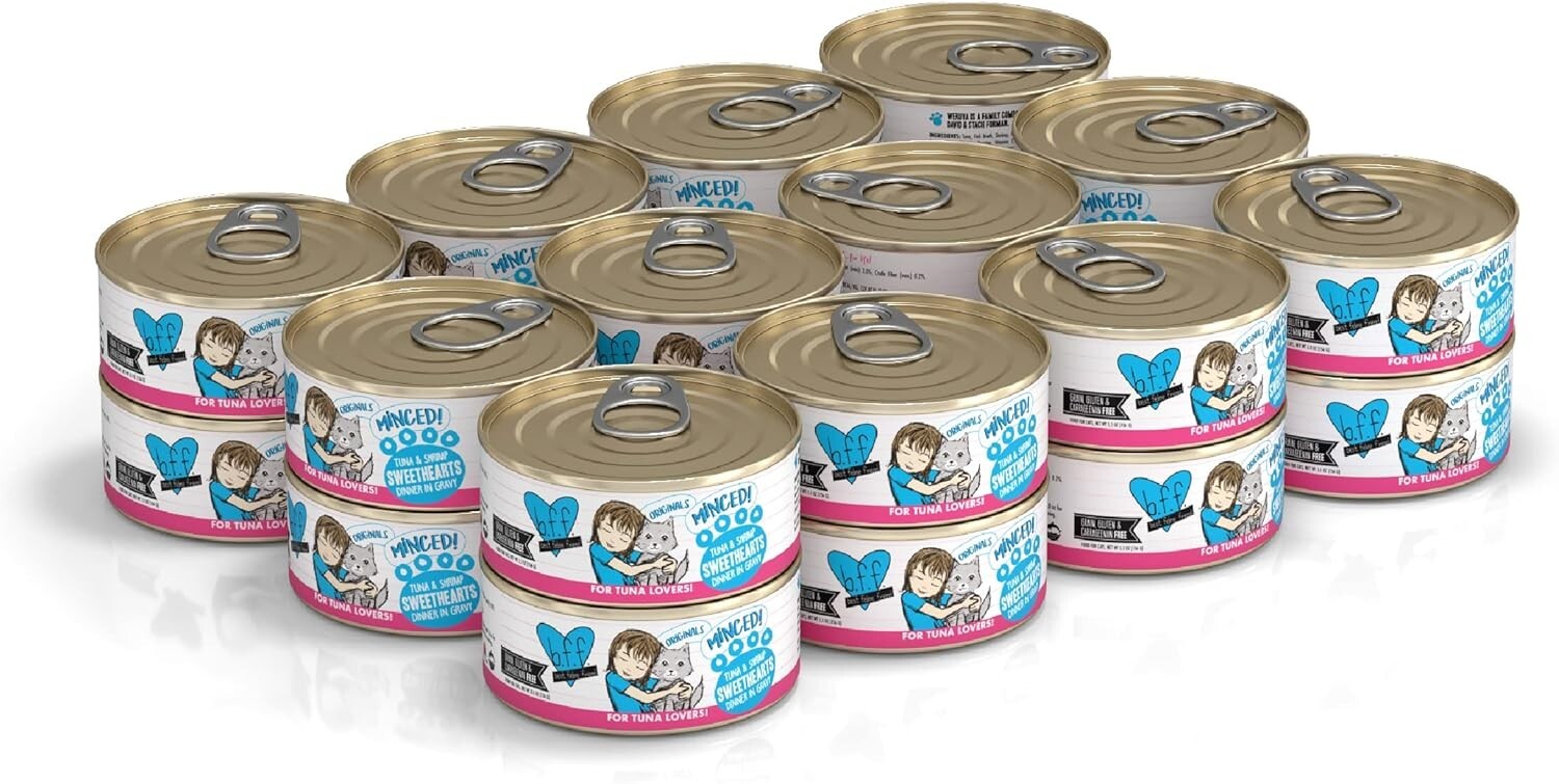 B.F.F. Grain-Free Tuna & Shrimp Cat Food, 5.5oz Pack of 24 for Feline Love