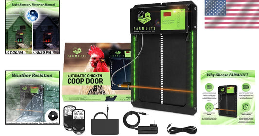 Automatic Chicken Coop Door with Timer & Light Sensor - Weather Resistant
