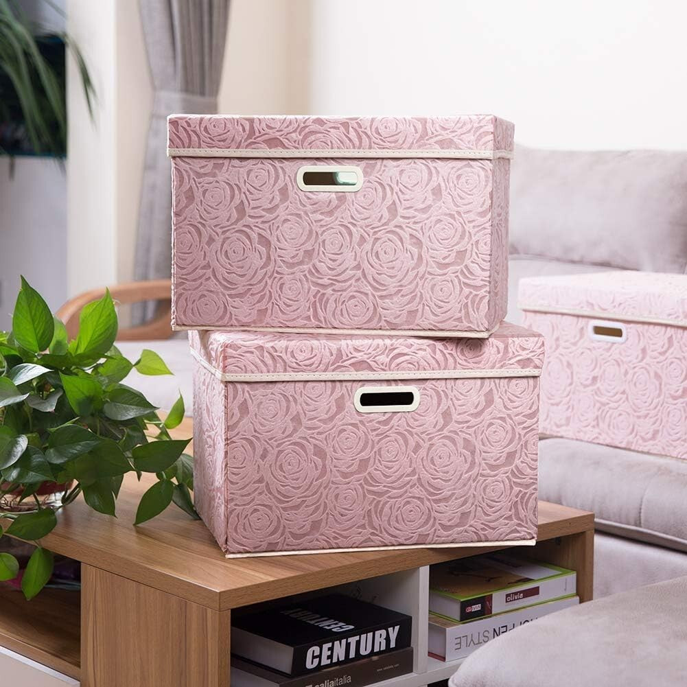 Eco-Friendly Floral Storage Boxes - Large Foldable 5-Pack for Home Organization