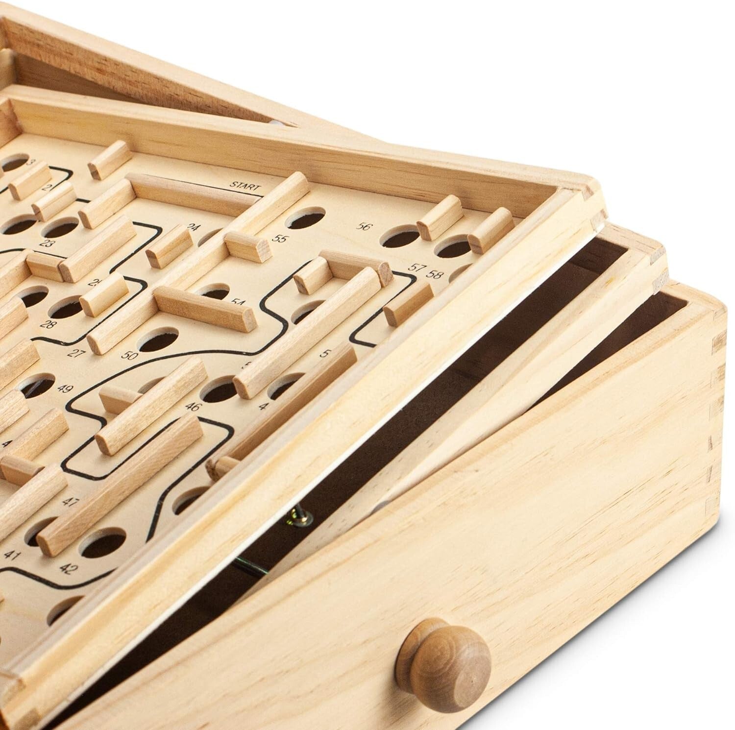 Interactive Wooden Maze Labyrinth Game for Kids - 13.5" x 13" Educational Fun