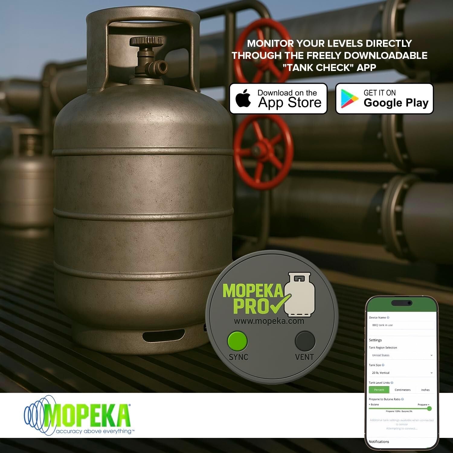 Advanced Ultrasonic Propane Tank Indicator with App - Precise and Convenient