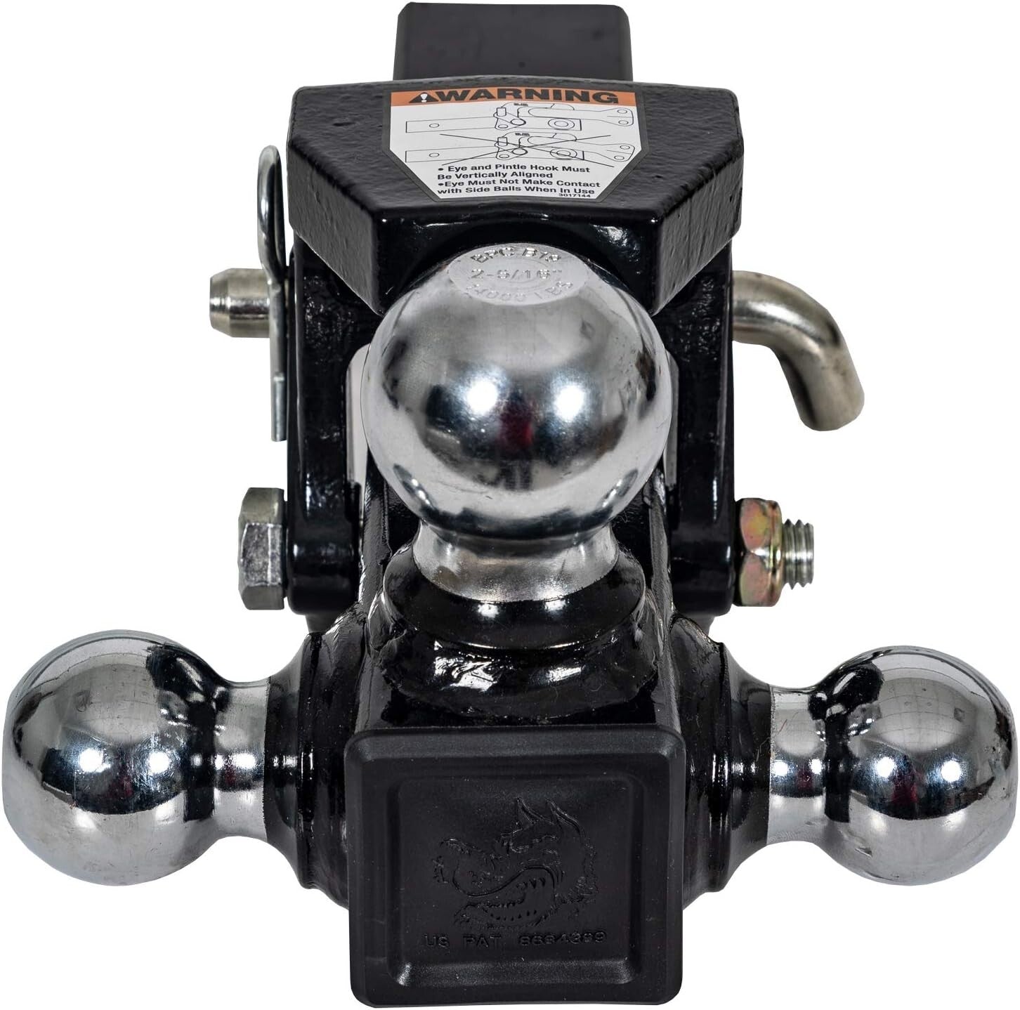 Chrome-Plated Tri-Ball Hitch for 2-1/2 Inch Receivers with Heavy-Duty Design