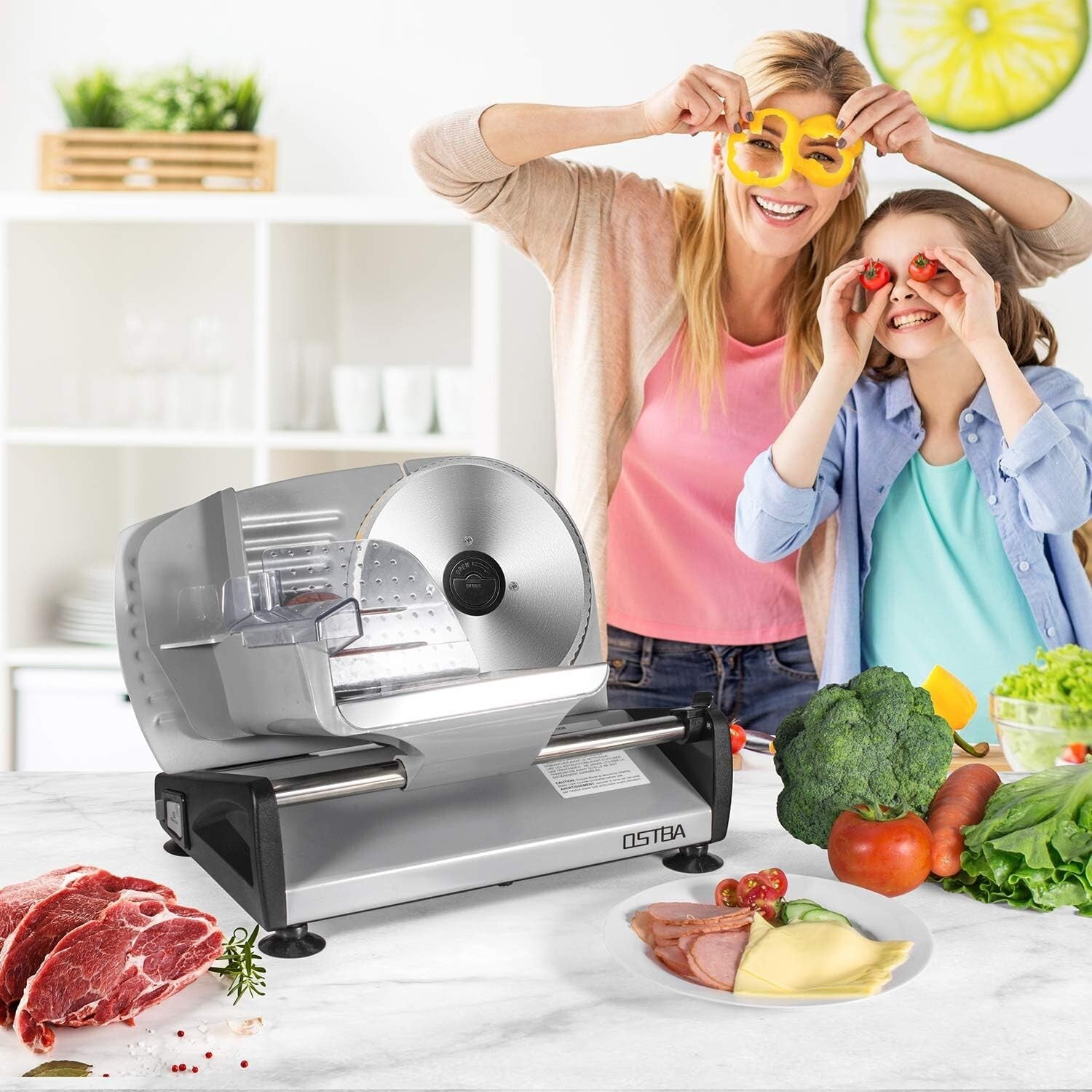 7.5" Removable Stainless Steel Food Slicer - Adjustable Thickness & Easy Clean