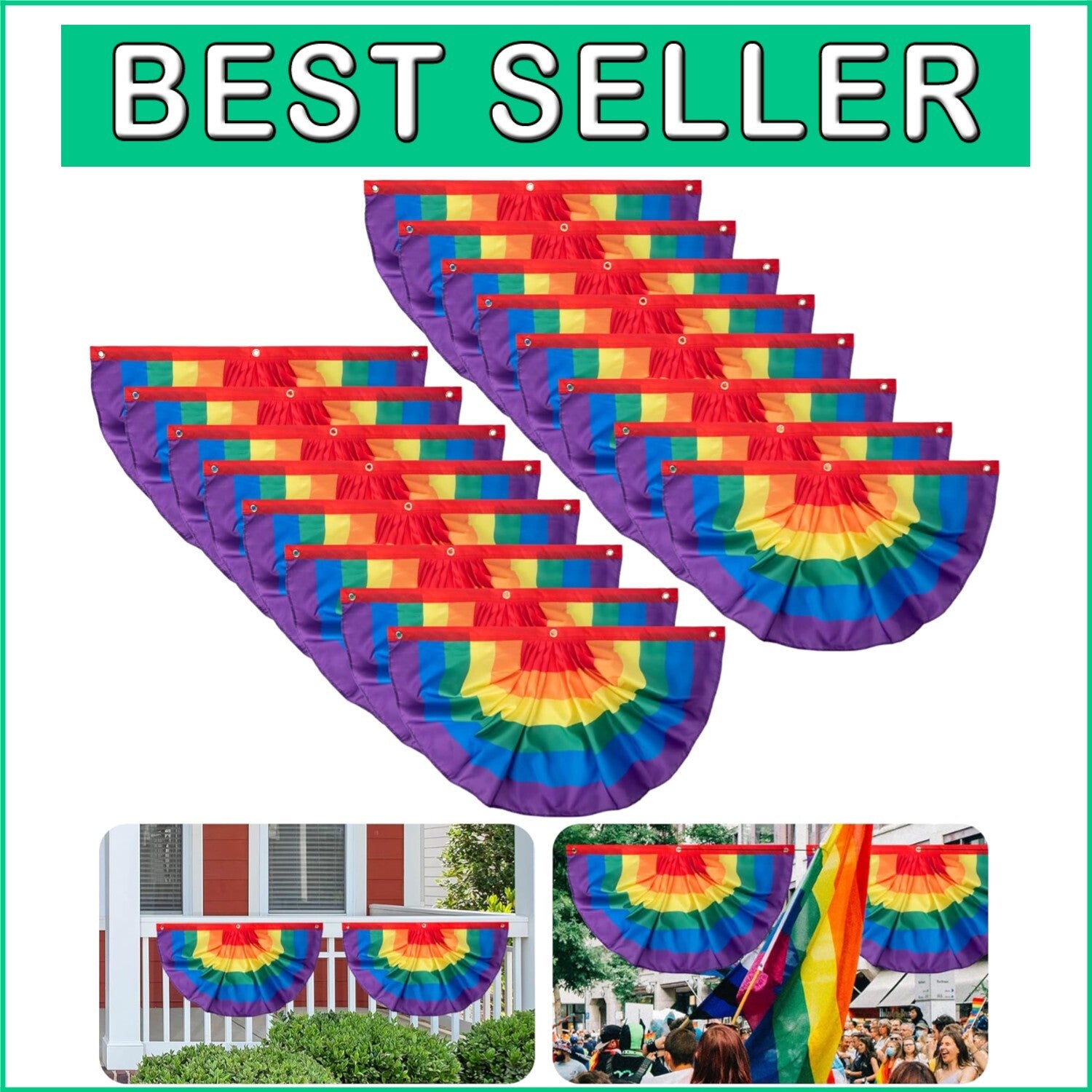 Durable Rainbow Bunting Flag Set - Perfect for Pride Month Outdoor Displays
