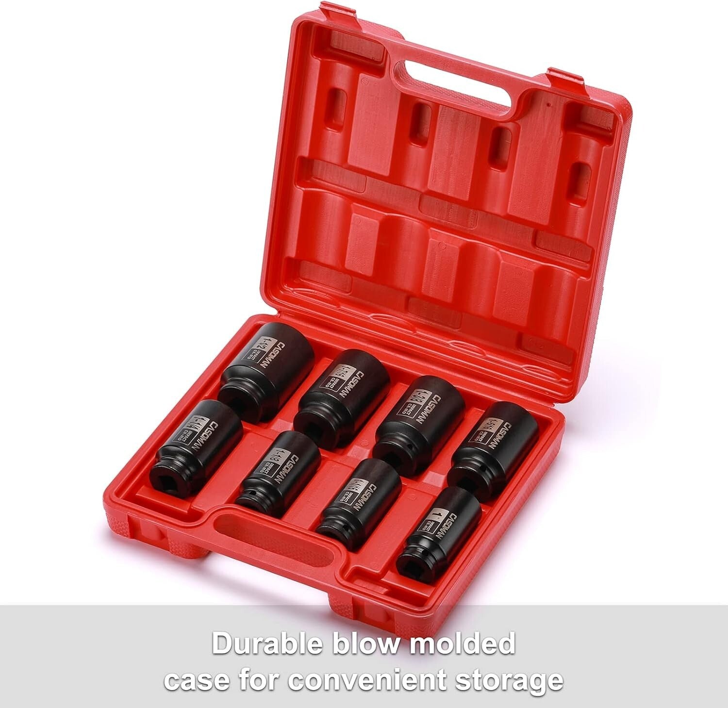 Durable 1/2-Inch Drive Deep Impact Socket Set - 8 Pieces with Storage Case