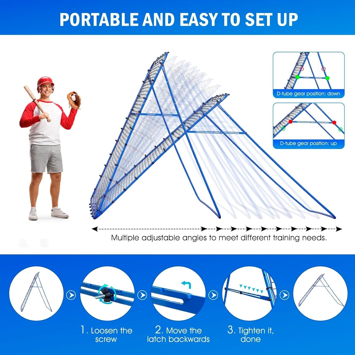 Quick Setup Pitch Back Net - Ideal for Lacrosse, Softball & Volleyball Training