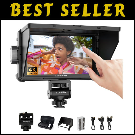 Compact 1200 Nits Camera Monitor with Sunshade & Multiple Power Supply Options