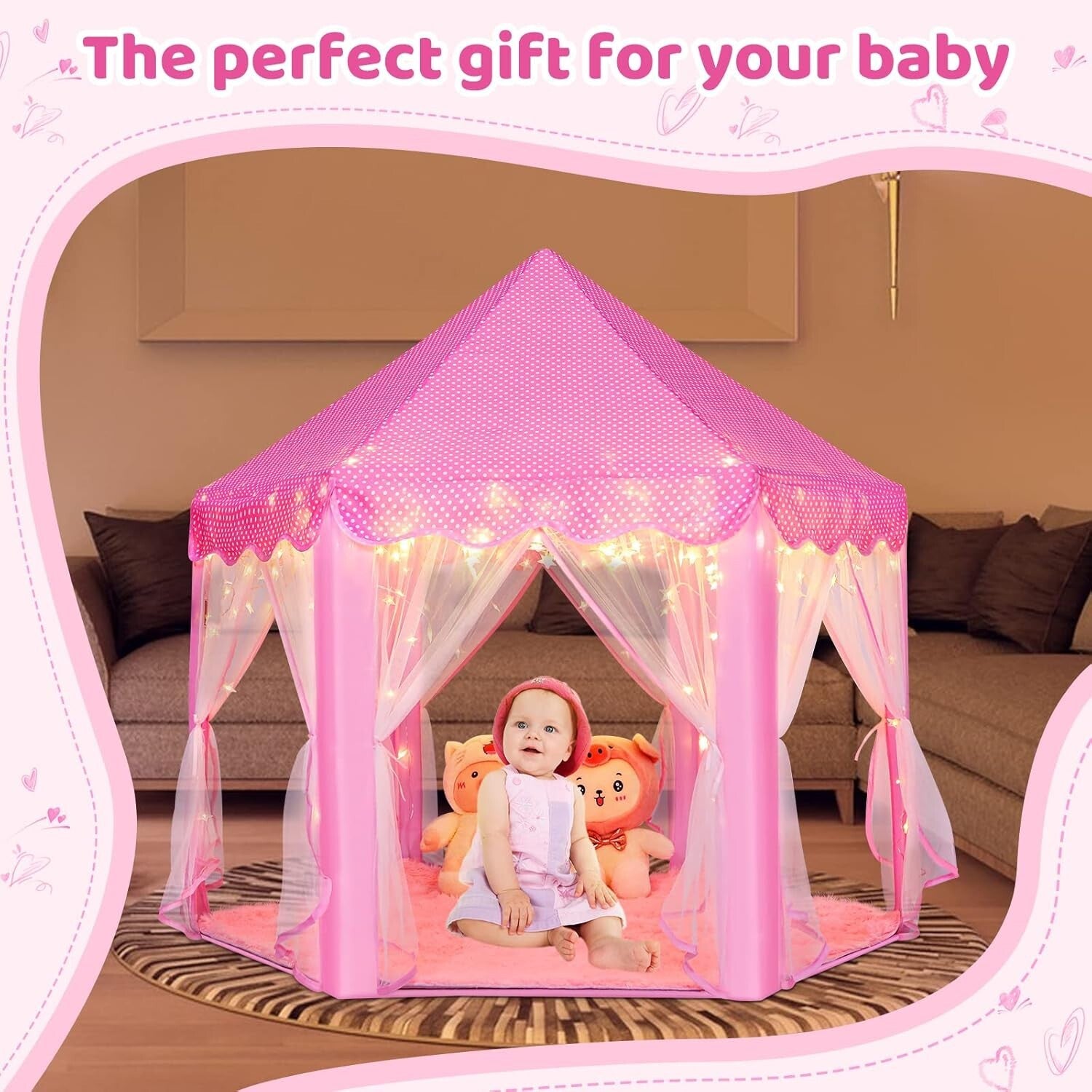 Enchanting Princess Play Tent with Star Lights - Magical Castle for Kids