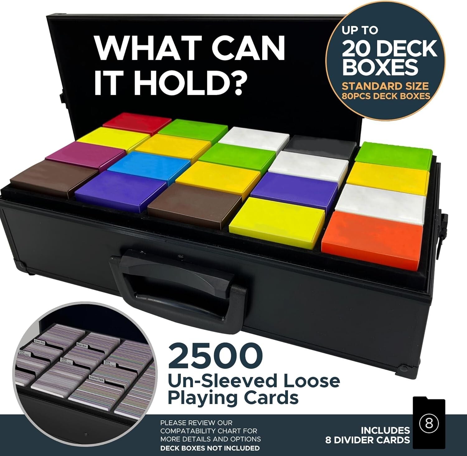 Elegant Rectangular Card Holder with 8 Dividers for Ultimate Game Organization