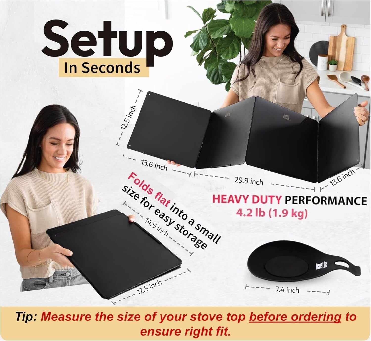 High-Quality Stainless Steel Frying Splash Guard + Spoon Rest - Holiday Gift