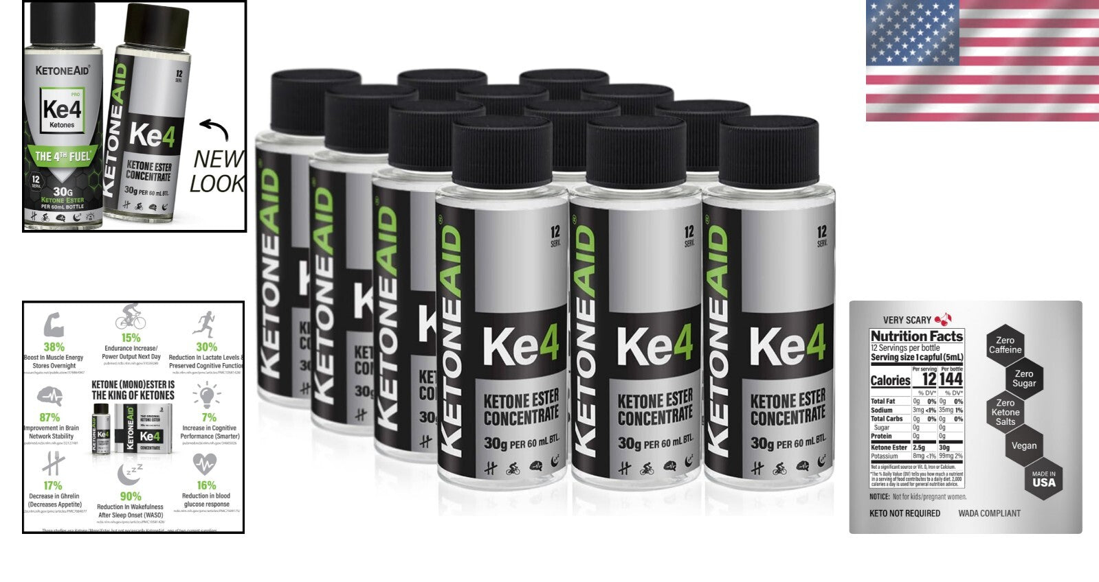 Clean Energy Ke4 Ketone Ester - Vegan, Gluten-Free, 12 Servings of Clarity