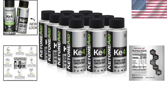 Clean Energy Ke4 Ketone Ester - Vegan, Gluten-Free, 12 Servings of Clarity