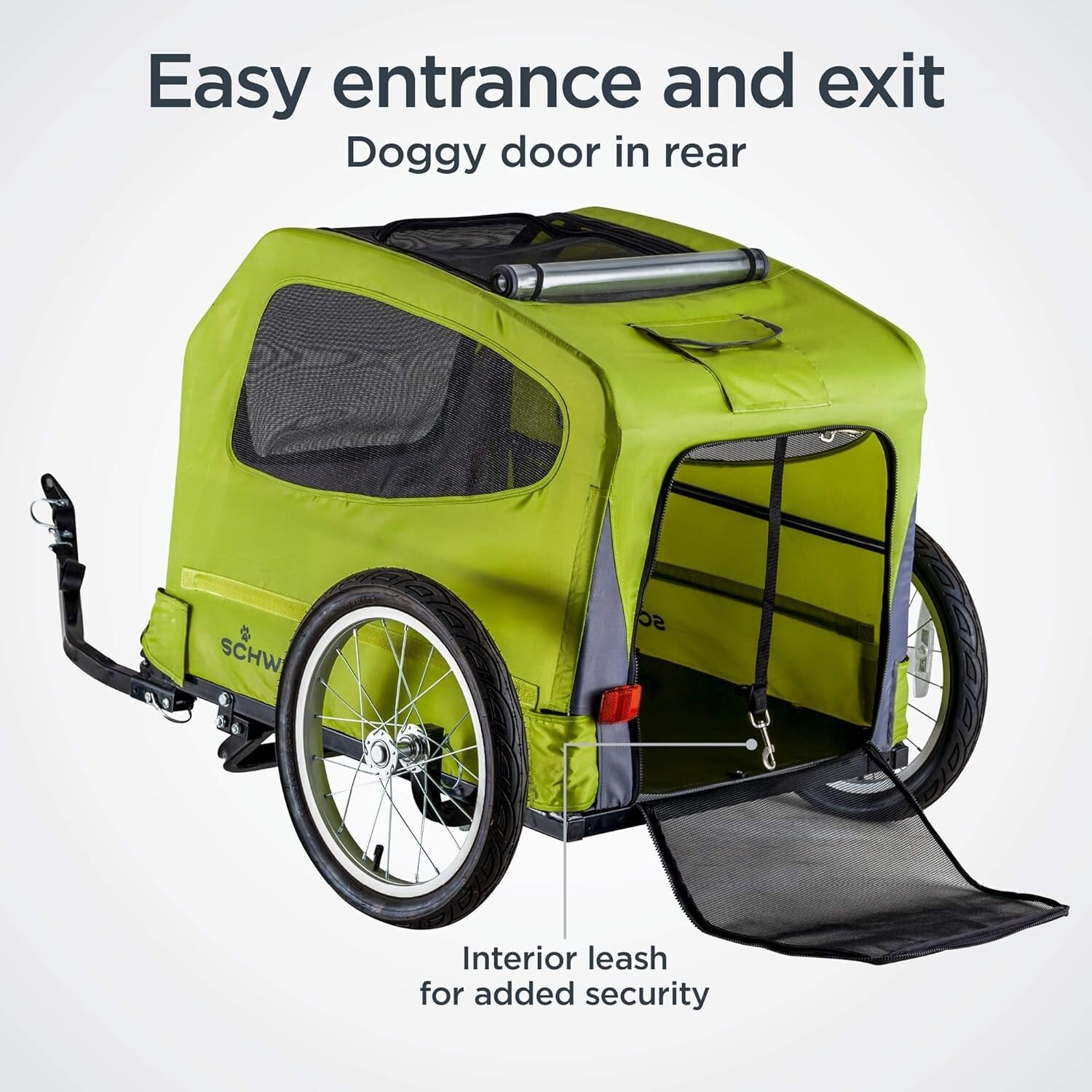 Versatile Pet Bicycle Trailer for Dogs - Quick Release, Washable, Green Color