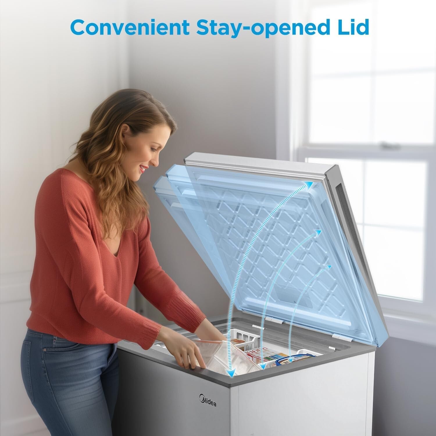 Durable 3.5 Cubic Feet Chest Freezer with Adjustable Legs & Stainless Steel Door