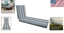 Load image into Gallery viewer, Durable Reversible Chaise Cushion for Outdoor Patios, Stripe Blue &amp; Beige, 70"L
