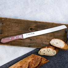 Load image into Gallery viewer, Serrated Japanese Bread Knife, 14.75 Inches - Handmade Stainless Steel Cutter