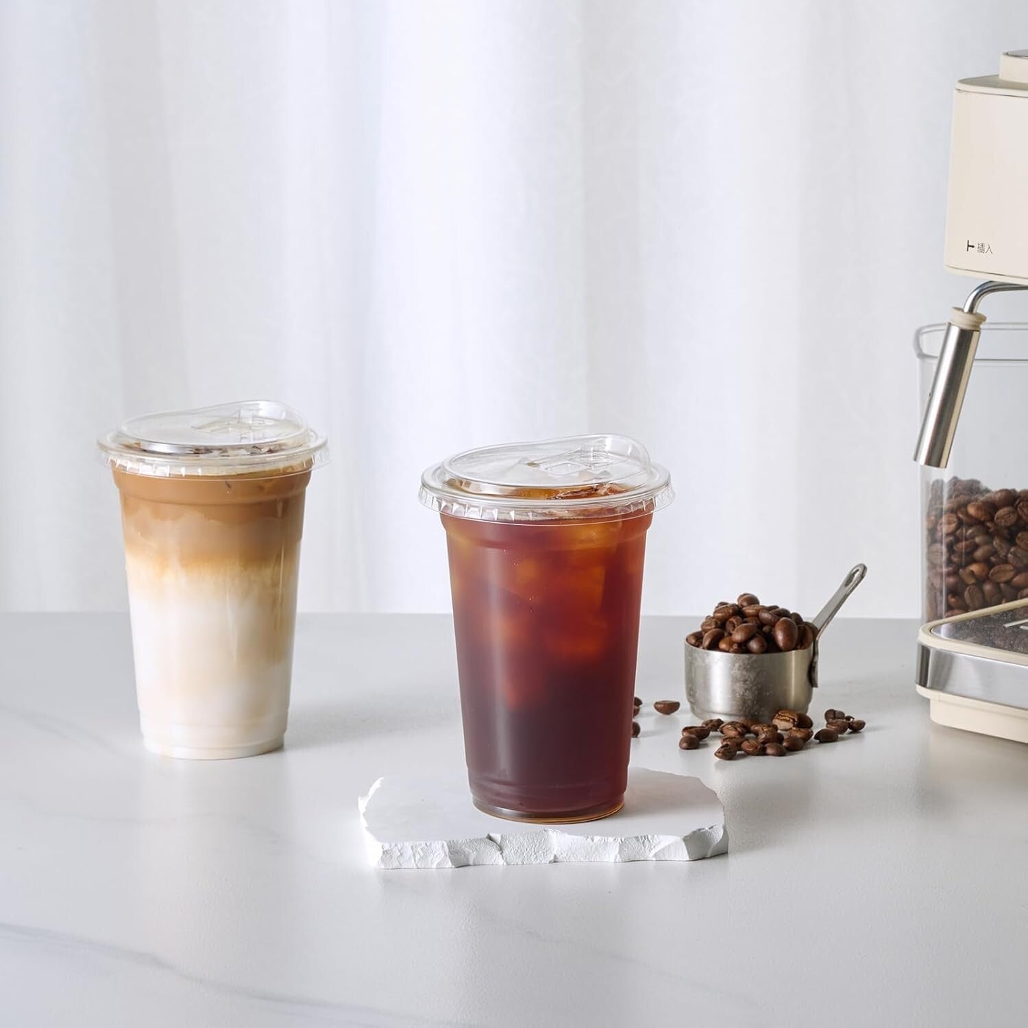 200 Sets of 16 oz Clear Plastic Cups with Strawless Lids - Leak-Proof Design