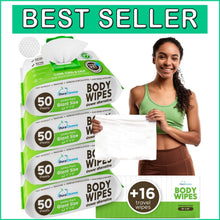 Load image into Gallery viewer, 216 XL Travel Body Wipes for Women - Hypoallergenic, Aloe and Vitamin E Infused