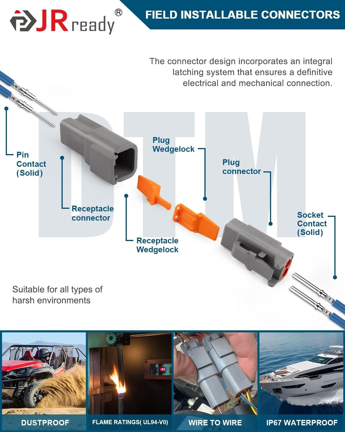 Durable Deutsch DTM Connector Set - 30 Waterproof Connections for Versatile Use