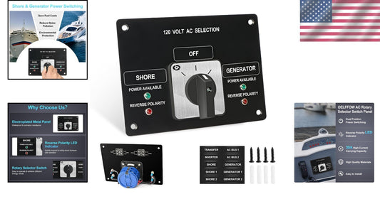 Compact Rotary Selector Switch - 120V 30A with Reverse Polarity Indicator