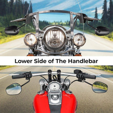 Load image into Gallery viewer, Long Stem Oval Motorcycle Mirrors with 360° Adjustability - Black Aluminum Pair