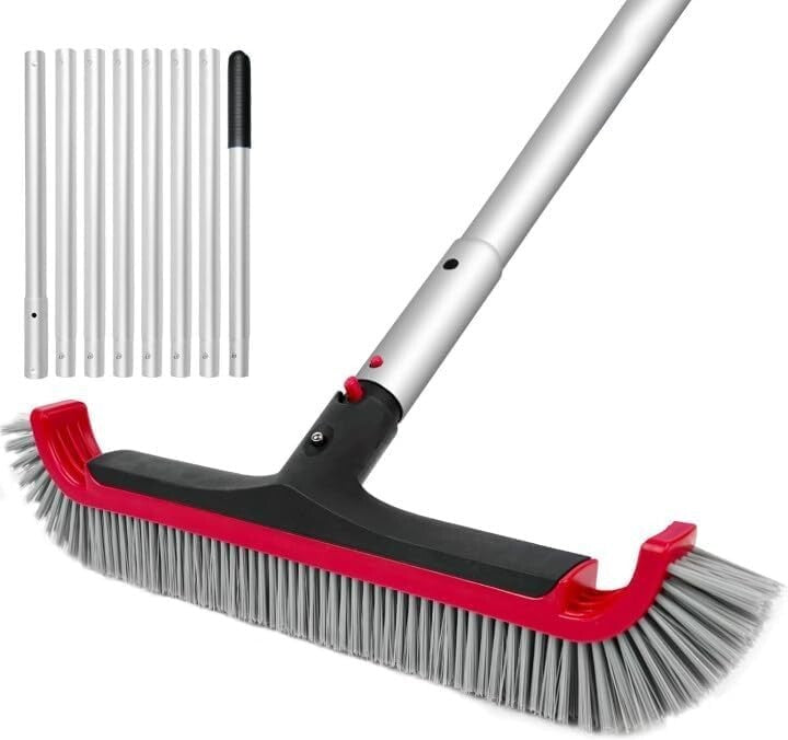 Durable Nylon Bristle Pool Brush with Extendable 10.5FT Pole for Easy Cleaning