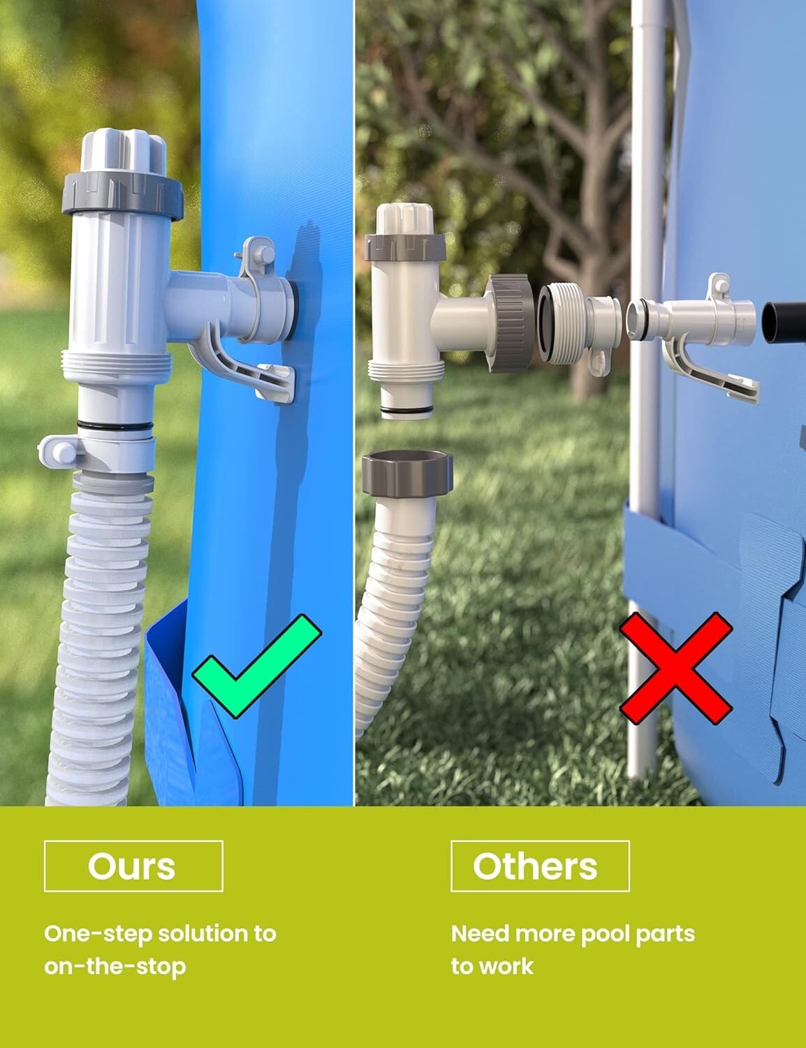 Durable Swimming Pool Hose Adapter with Leak-Proof Plunger Valves - 2 Pack