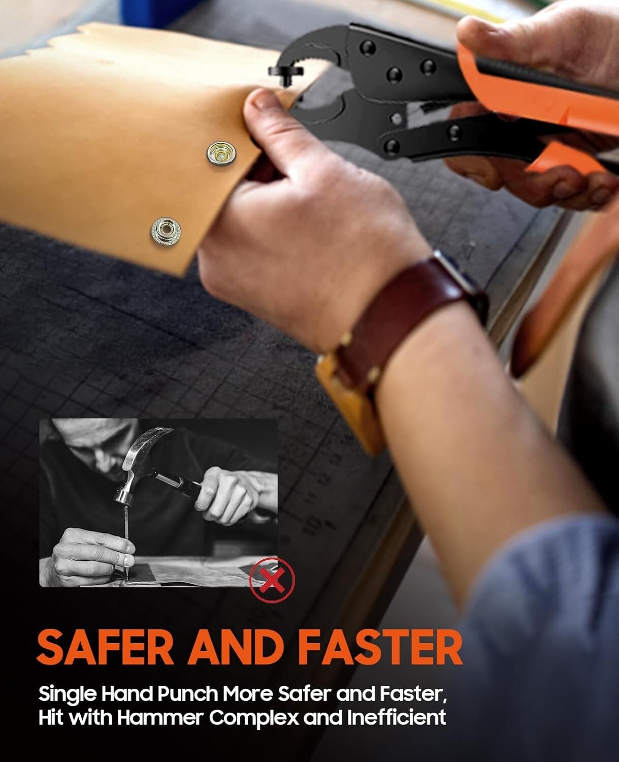 Effortless Snap Installation Tool with 100 Durable Canvas Snaps - Orange Kit