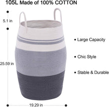 Load image into Gallery viewer, Modern Woven Laundry Basket 105L - Portable &amp; Foldable for Home Organization