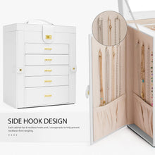 Load image into Gallery viewer, Stylish White Jewelry Box with 5 Drawers &amp; Mirror - Ideal for Rings &amp; Necklaces
