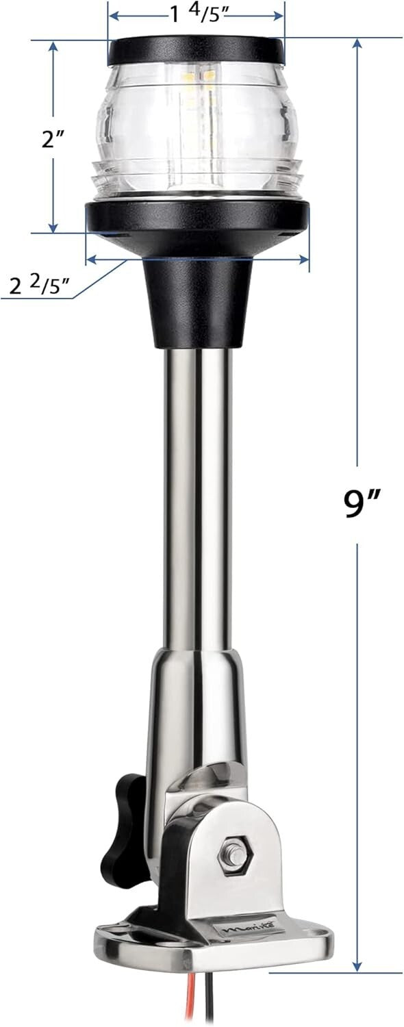 All-Round 12-24V LED Folding Boat Anchor Light - Polished Stainless Steel Design