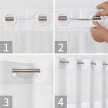 Load image into Gallery viewer, Modern White Shower Curtain with Easy Install Snap-in Liner for Luxury Bathrooms